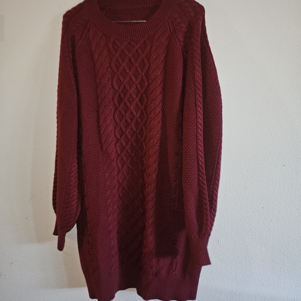 Burgundy Cable Knit Sweater